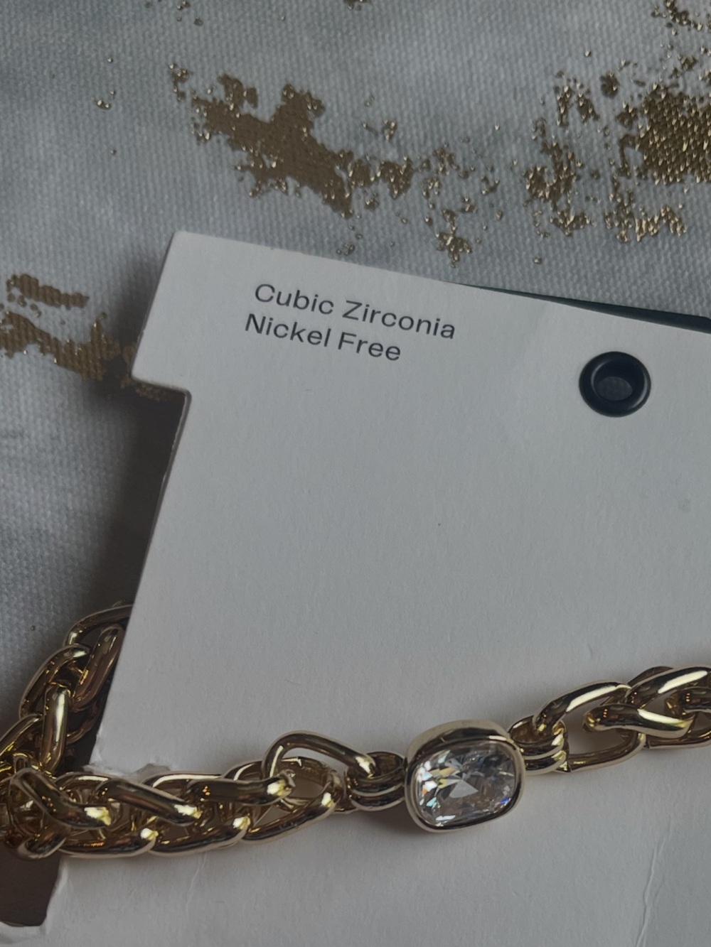 Nordstrom Gold Braided Statement Bracelet with Bezel Set Cubic Zirconia Stone - Picture 3 of 4